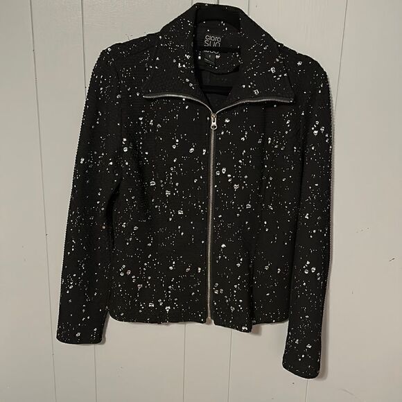 Ciara Sunwoo Black Metallic Splatter Jacket Size Small - Picture 1 of 3